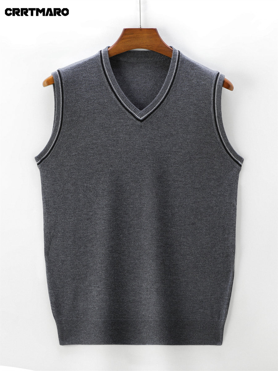 Men'S Solid Color, Business Casual Sweater Vest, Warm Casual Layering Top for Fall And Winter - Medium Gray
