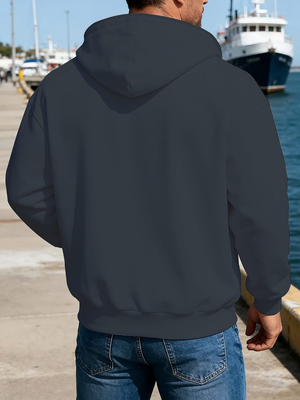 Warner Bros Official Casual Full-Zip Hooded Cardigan Sweatshirt with Kangaroo Pocket, Ribbed Cuffs and Hem, Loose Drop Shoulder Unisex Streetwear Versatile Outerwear for Autumn/Winter Daily Street Trend Long-Sleeve Hoodie - Dark Gray