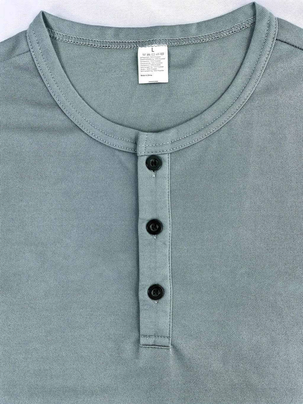 Men's Long-Sleeve Base Layer T-Shirt, Solid Color Henley Pullover - Grey