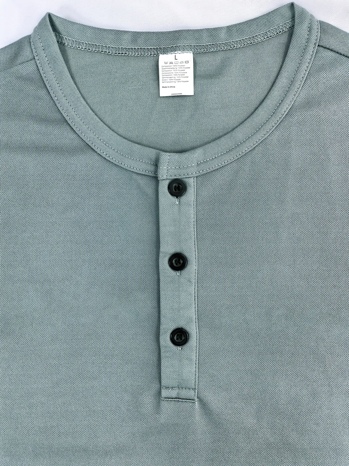 Men's Long-Sleeve Base Layer T-Shirt, Solid Color Henley Pullover - Grey
