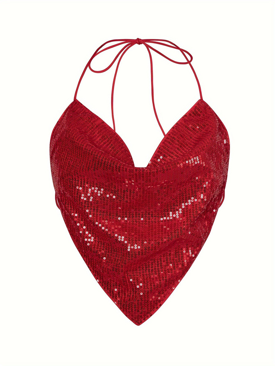 Sequined Women'S Cami (YY397) - Red