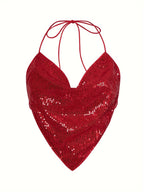 Sequined Women'S Cami (YY397) - Red