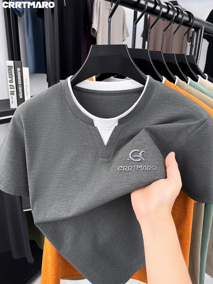 CRRTMARO Summer New Round Neck Quick-Dry Short Sleeve T-Shirt Men'S Youth Loose Casual Short Sleeve Top Men'S Clothing Huiwang - Grey