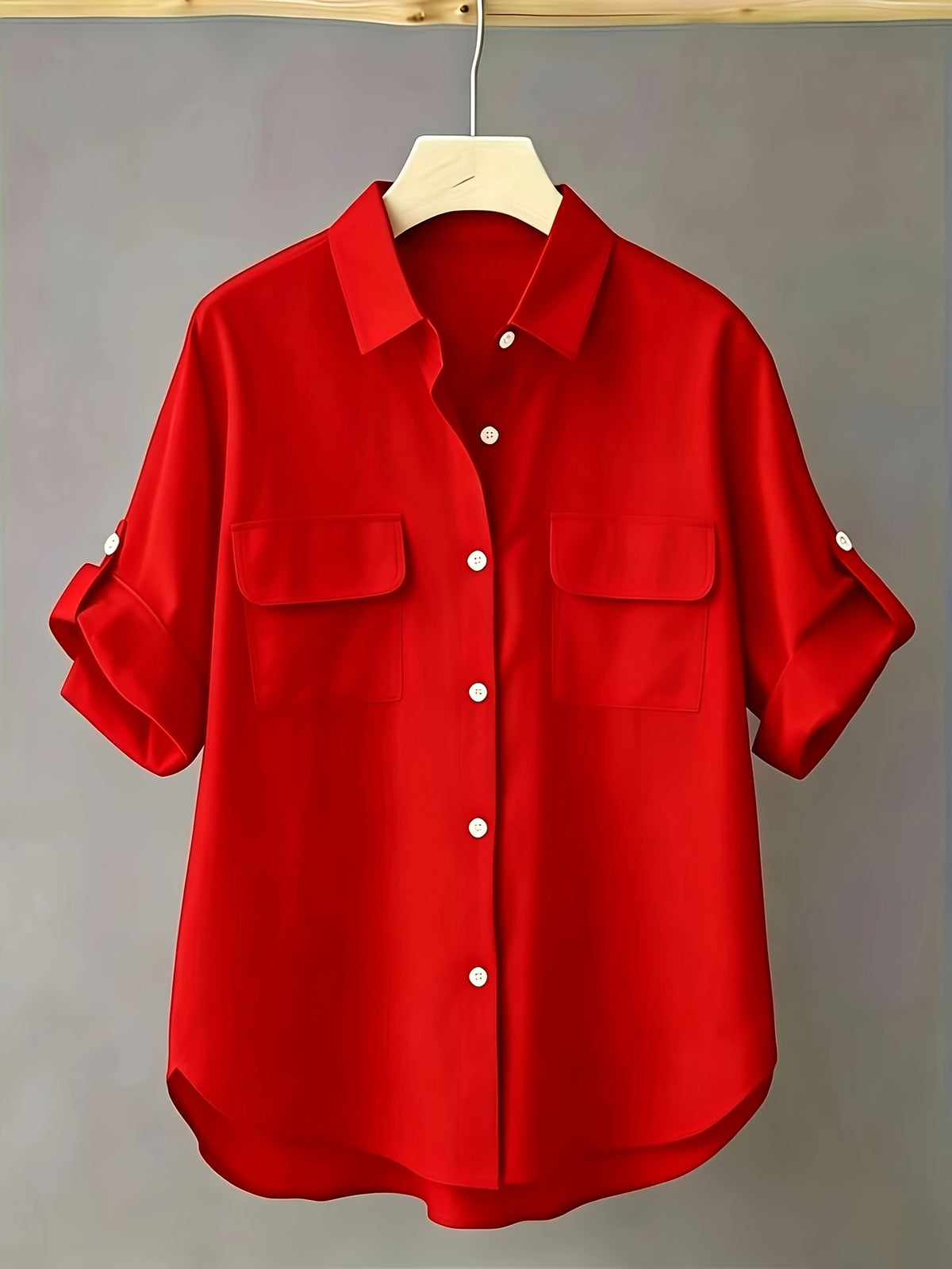 Fashionable Short-Sleeved Shirt - Red
