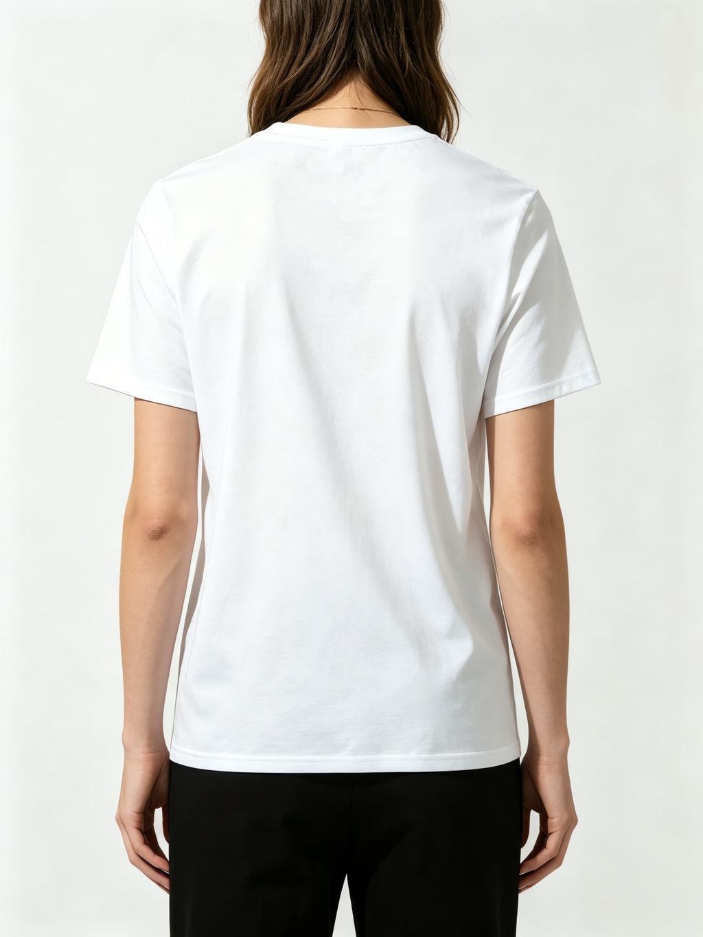 Embroidery-like Butterfly and Pearl Print T-shirt, Women's Casual Short-Sleeve Top, Soft and Comfortable, Printed Design - Non-Textured - White