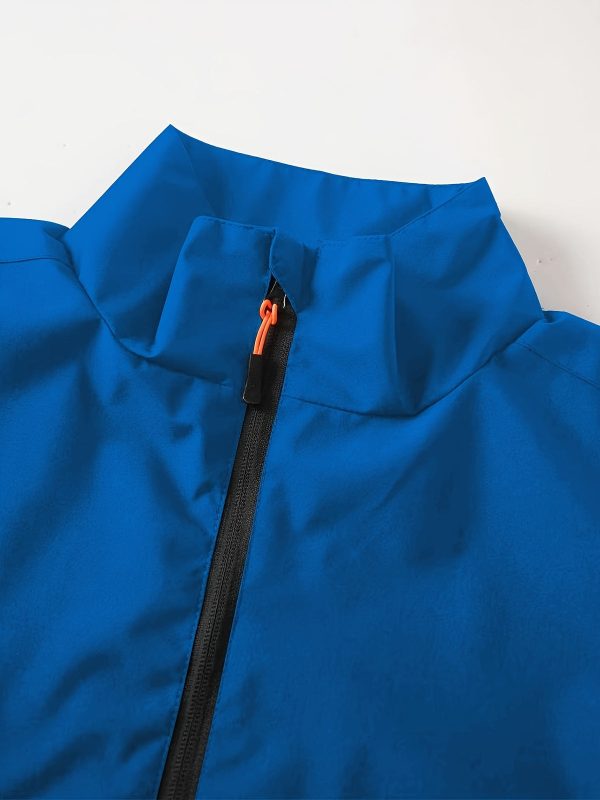 GK Minimalist Uppercase Letter Pattern Full-Zip Stand Collar Windproof Jacket, Unisex Spring/Autumn Lightweight Luxury Business Casual Outerwear - Royal Blue