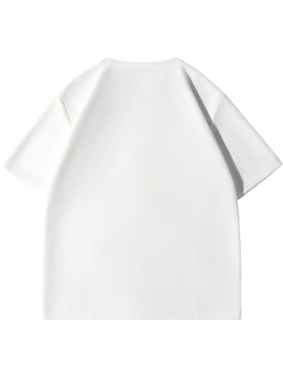 Paul Frank Summer Men'S Versatile Waffle Knit Breathable Short Sleeve T-Shirt - White