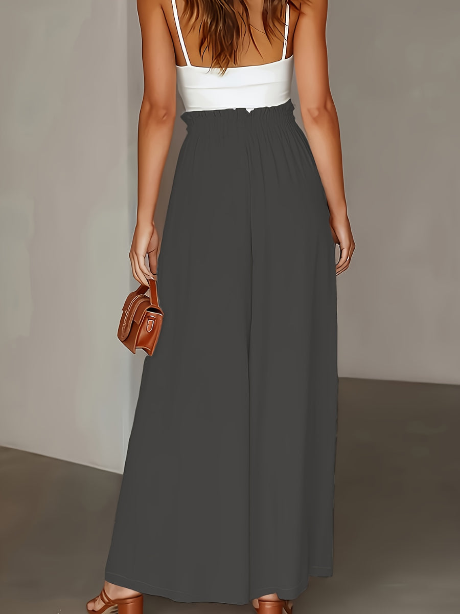 Spring/Summer New Fashion Elegant Loose High-Waist Women'S Wide-Leg Pants - Dark Gray