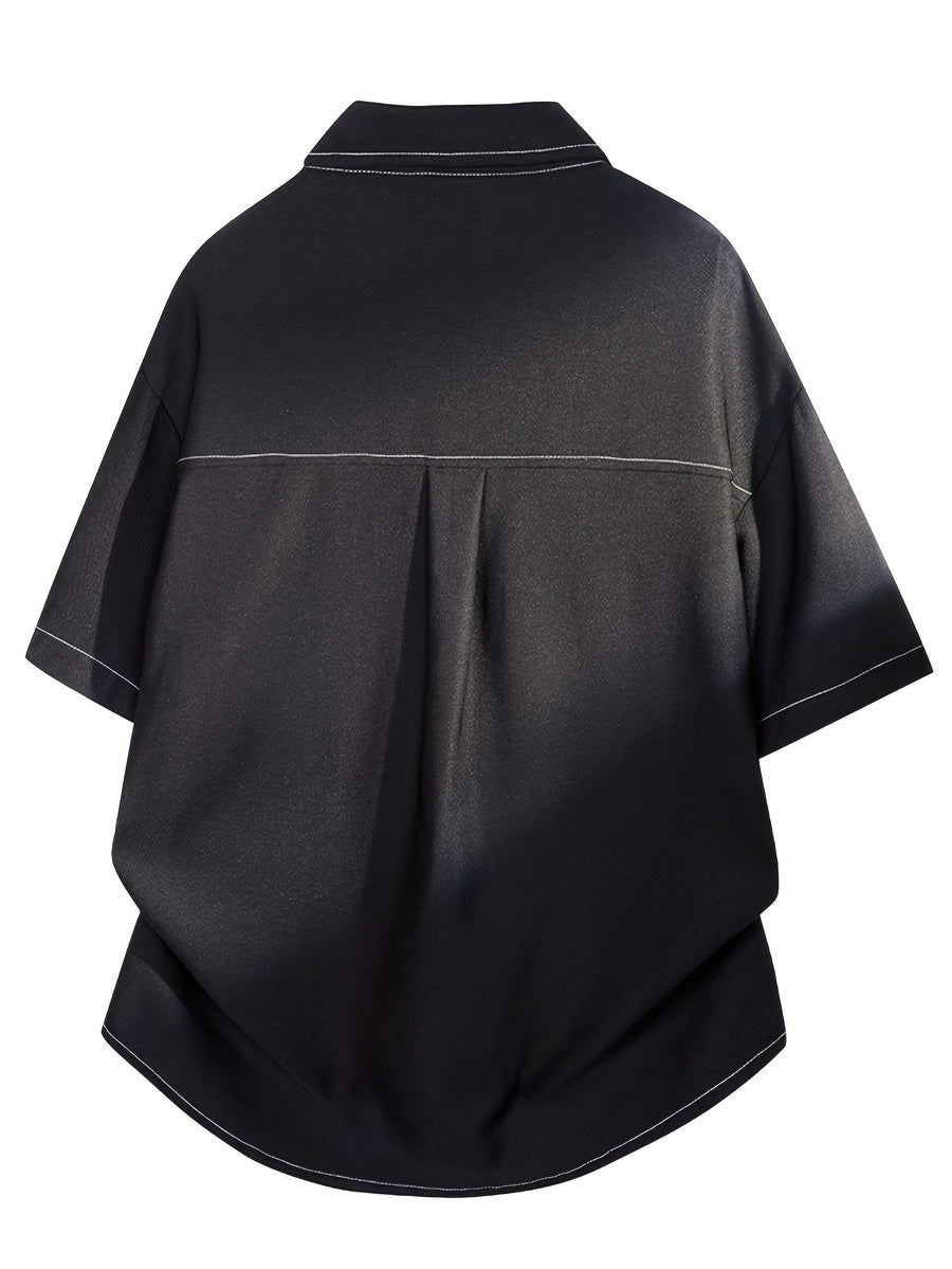 Men's Vintage Relaxed Fit Denim Shirt Jacket, Optimized Shoulder Lines to Minimize Dropped Shoulder Flaws for a More Defined Silhouette. The Placket Features Snap Buttons with Precise Stitching for Neat, Sturdy, and Durable Construction - Black