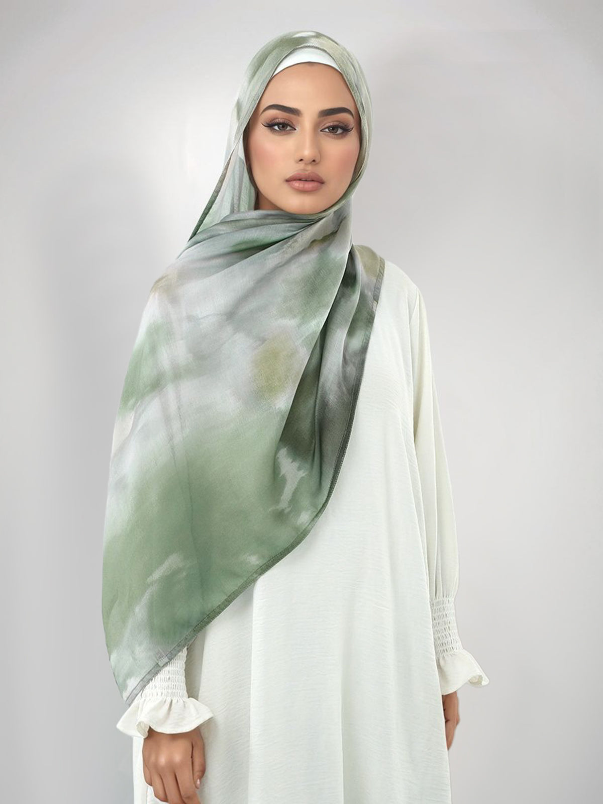 Lightweight, Breathable, And Skin-Friendly with a Soft Gradient Design; Suitable As a Headscarf Or Shawl. A Stylish Yet Modest Choice for Women for Various Occasions - from Prayer And Daily Outings to Social Gatherings - Light Green