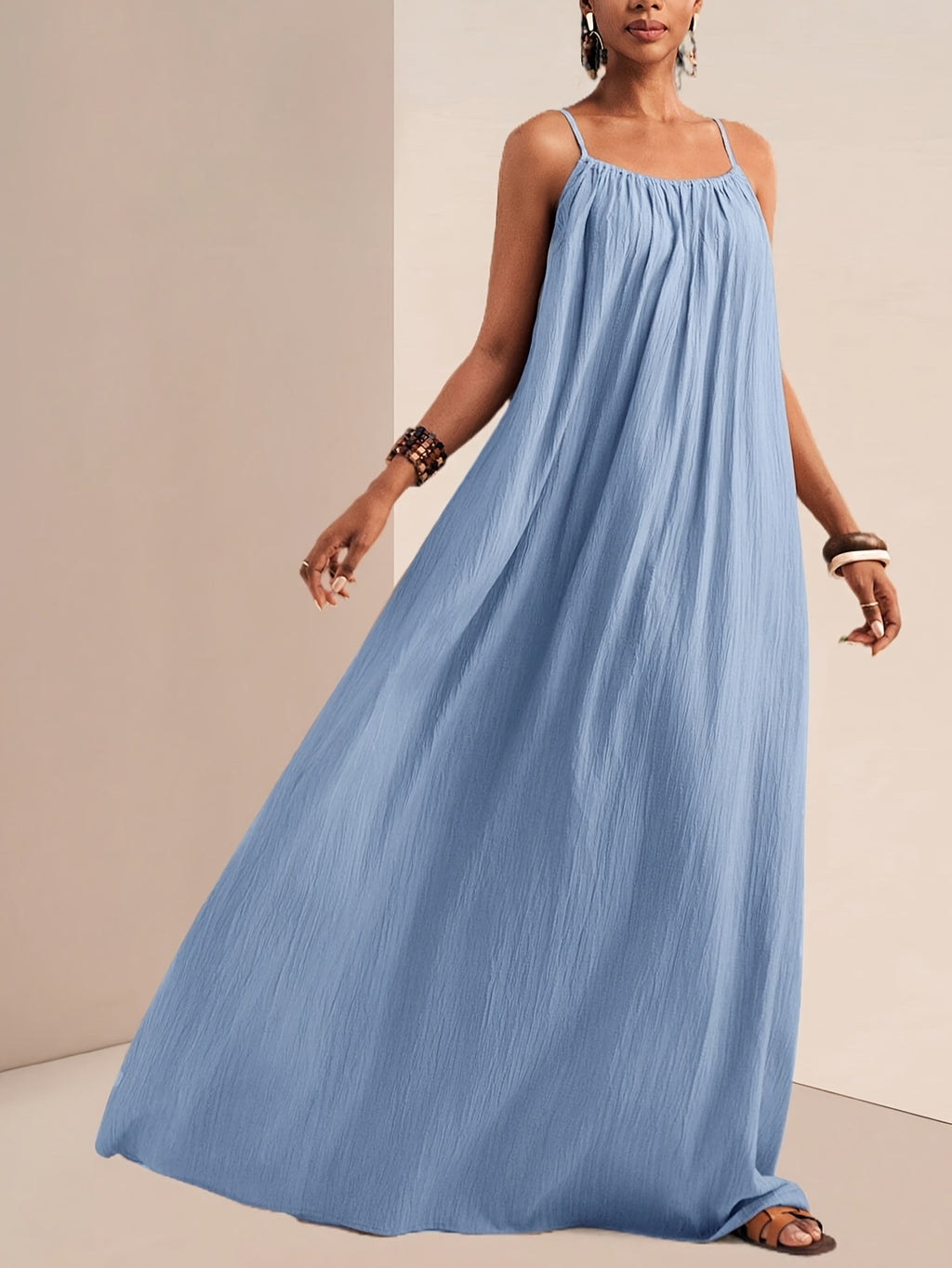 Women'S Solid Color Cami Dress - Sky Blue