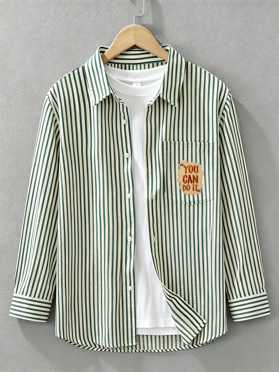 Spring/Autumn New Preppy Cool Fashion Niche Letter Print Long Sleeve Thin Relaxed Casual Shirt - Green03,