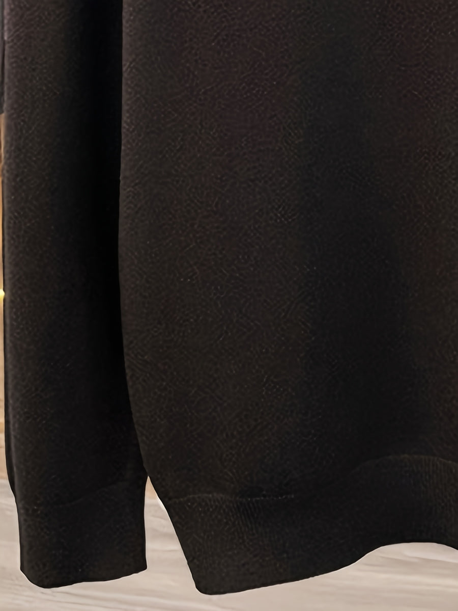 Men's Polo Collar Half-Zip Knit Sweater, Solid Color Minimalist Light Business Knit Pullover, Suitable for Spring, Autumn, and Early Winter, for Commuting and Casual Wear - SINBOS - Carbon brown