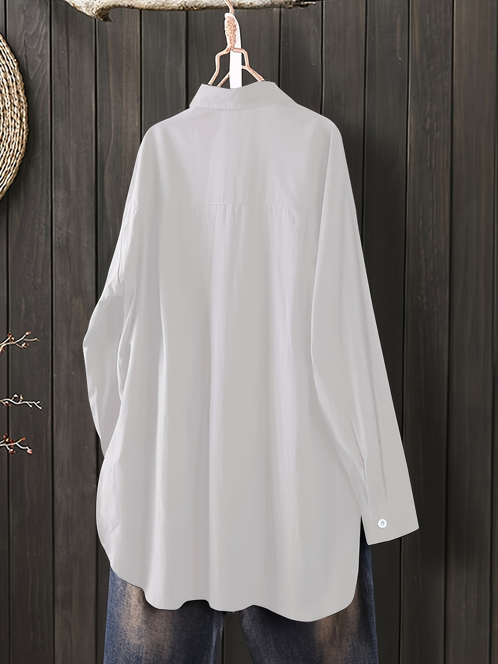Women'S Loose Elegant Spring Autumn Long Sleeve Office Shirt Solid Color Casual Versatile Easy Top Work Blouse - White