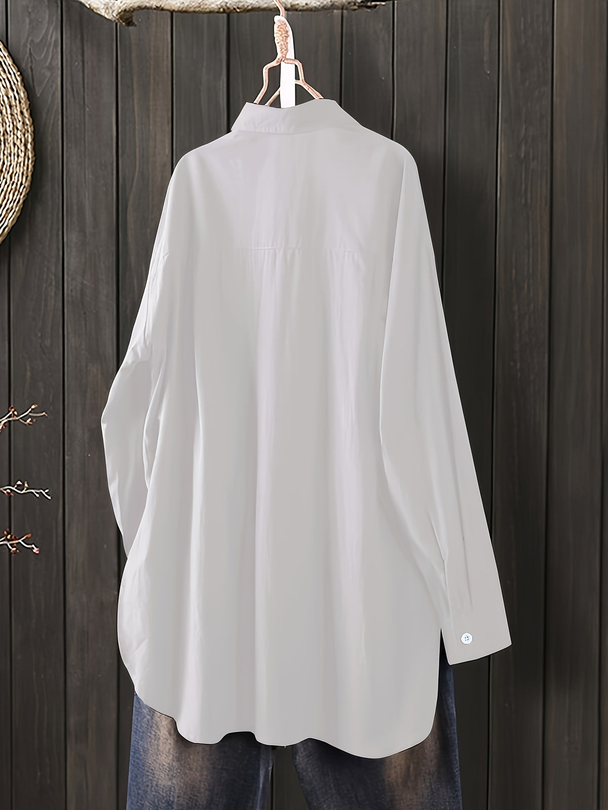 Women'S Loose Elegant Spring Autumn Long Sleeve Office Shirt Solid Color Casual Versatile Easy Top Work Blouse - White