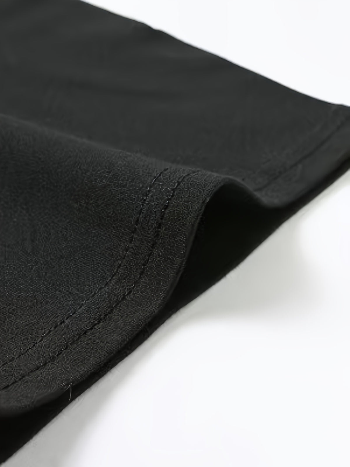 Men's Casual Drawstring Stand Collar Short Sleeve - Black