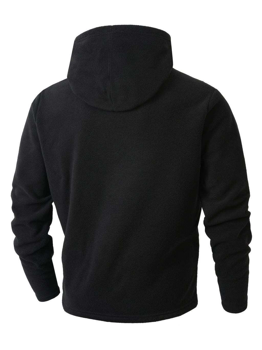 KJ-W024 Fleece Hooded Sweatshirt Jacket with Buttons, Autumn And Winter Plus Size Men'S Casual Outerwear, Stylish And Unique - Black