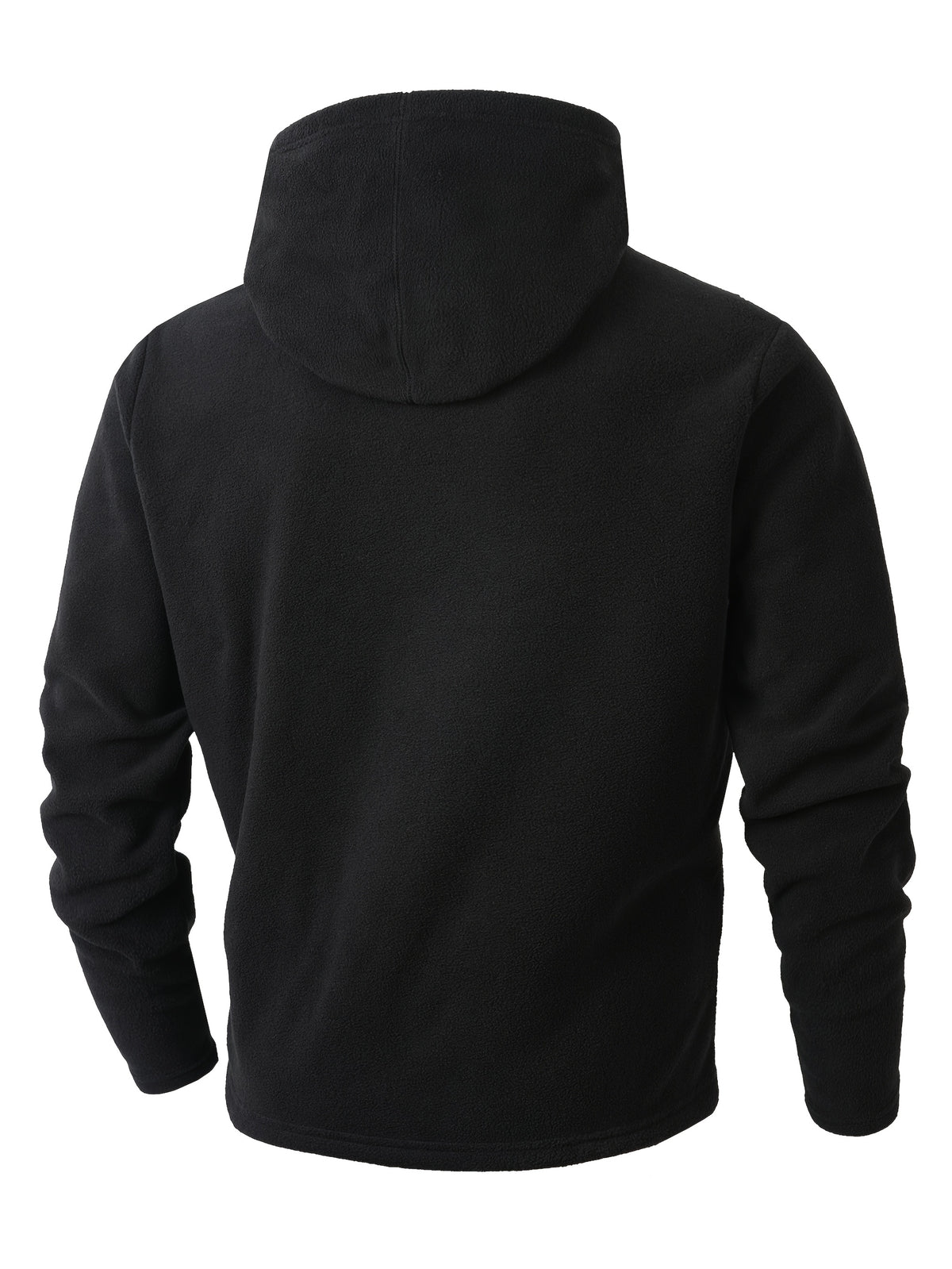KJ-W024 Fleece Hooded Sweatshirt Jacket with Buttons, Autumn And Winter Plus Size Men'S Casual Outerwear, Stylish And Unique - Black