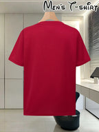Men'S Casual Manchester Graphic T-Shirt - Casual Style, Soft And Breathable, Eye-Catching Lettering Design, Round Neck Short Sleeve Summer Tee, Urban Trendy Apparel - Red