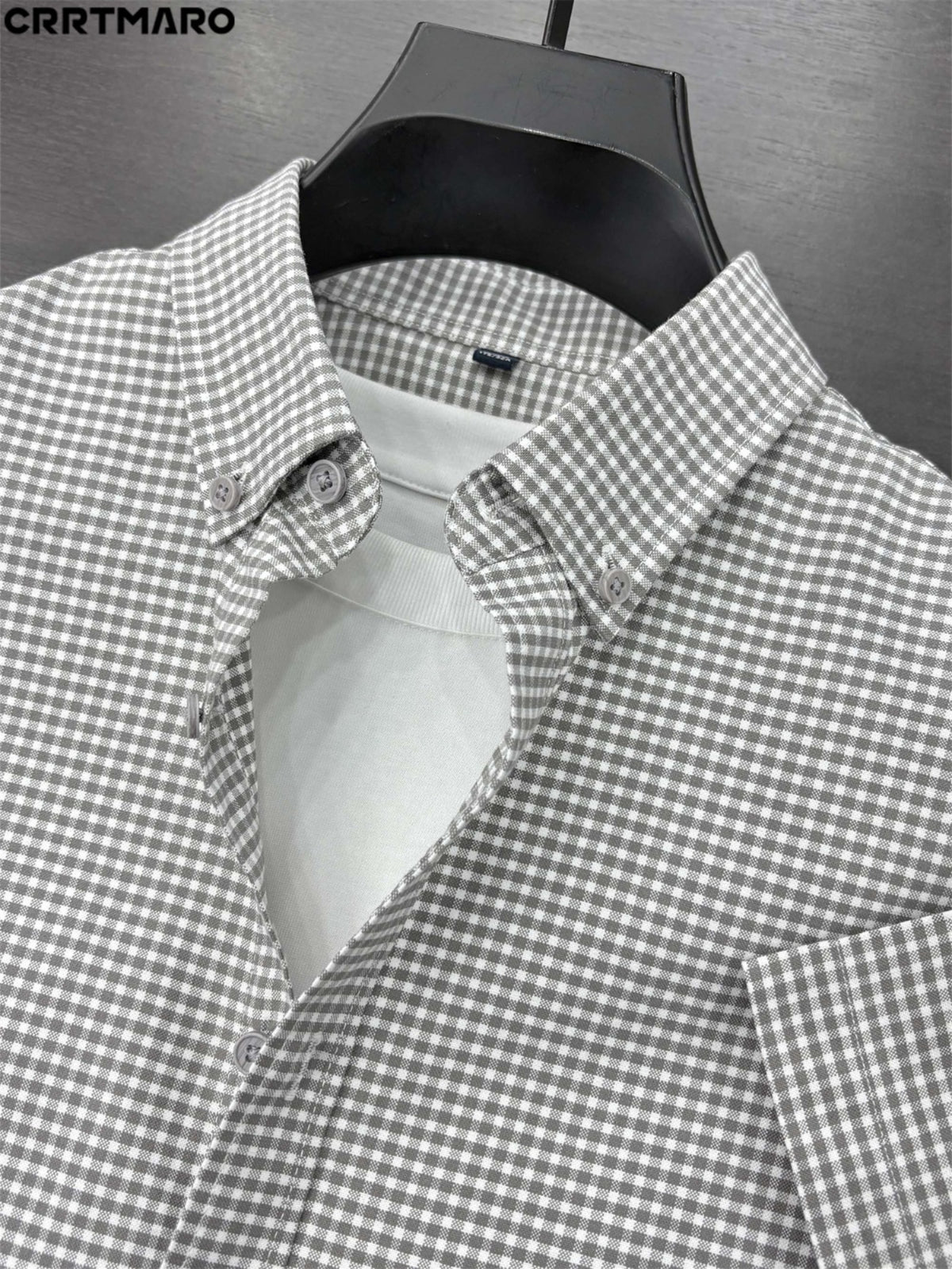 Cartmaro Summer New Men'S Business Casual Plaid Short Sleeve Shirt Middle-Aged Wrinkle-Free Trendy All-Match Shirt DM - Gray Grid