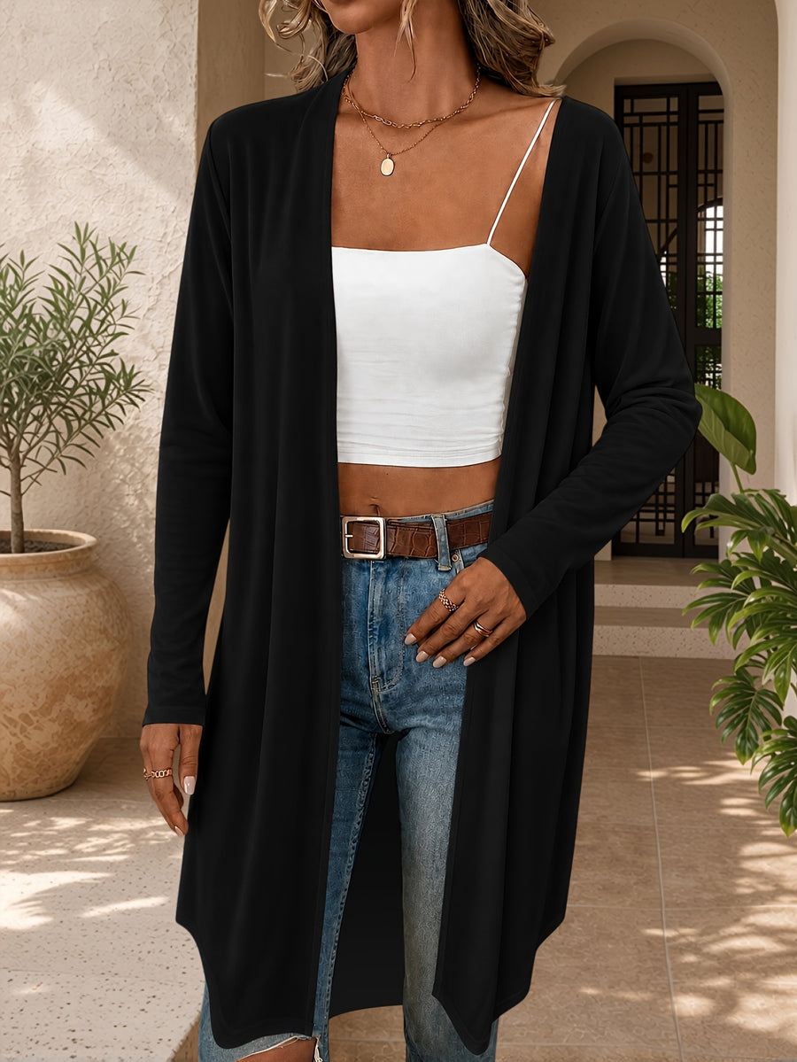 Cardigan Mid-Length Spring Summer Autumn Top Women'S Casual Versatile Elegant Party Holiday Festive Jacket - Black 1
