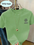 Front And Back Print Short Sleeve T-Shirt - That Sounds Like a You Problem, Humorous Slogan Tee, Women'S Spring Summer Trendy Top, Fashion Statement, Casual Wear - Pea Green Color