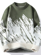 Men's Gradient Color Sweater Ombre Sweater Suitable for Autumn/Winter, Crew Neck Contrast Color Blending Top, Casual Versatile Blending Sweater for Office & Casual Attire, Warm Winter Sweater for Layering - Green