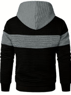 Color-Block Fashion Hoodie Sweatshirt Casual Versatile Men'S Pullover - Silvery Grey