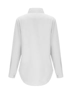 Women'S Lapel Blouse, Beautiful Woman Pattern Top, Women'S Clothing - White