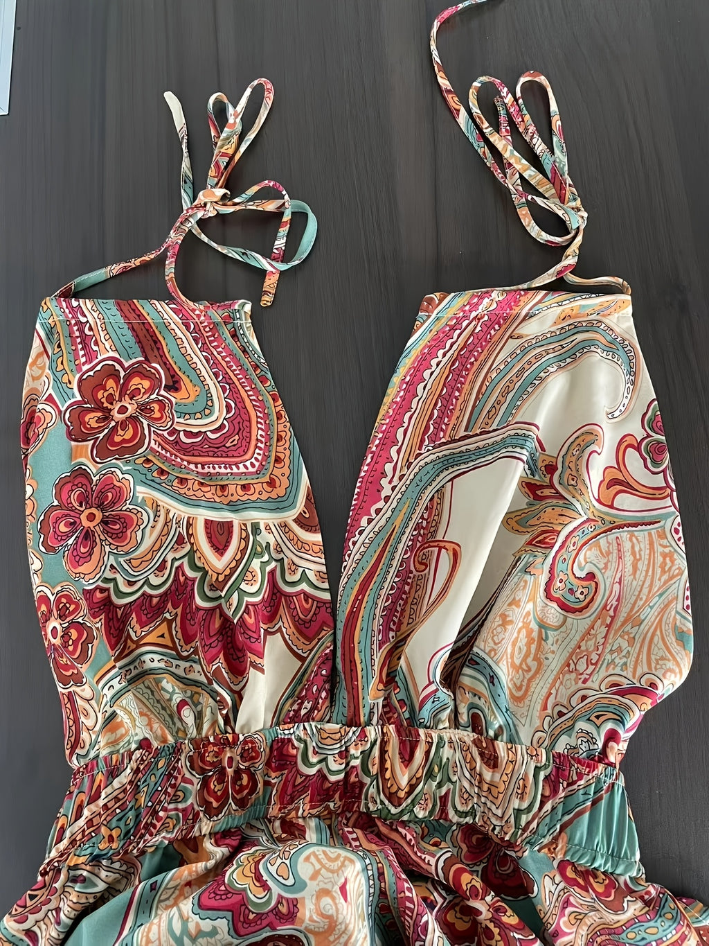 Bohemian Style Women'S Spaghetti Strap Tank Top | Paisley Print, Backless Design, Elegant Off the Shoulder, Perfect for Spring/Summer - Mixed colors