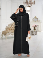 1 Set ( + Dress), Solid Color Nida Fabric, Elegant and Comfortable, Breathable and Comfortable for Outings | Simple Islamic Clothing | and Turkish Clothing, for Home, Outdoors, Leisure, Dresses for Women, Abaya for Women, Abaya Été, Abaya Femme - Black