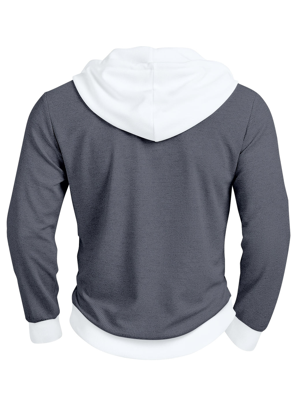Men'S Casual Sweater Long-Sleeve Outdoor Stitching Hooded Contrast Color Half-Open Placket Design Fashionable Spring And Autumn Henry Hoodie - Navy Color