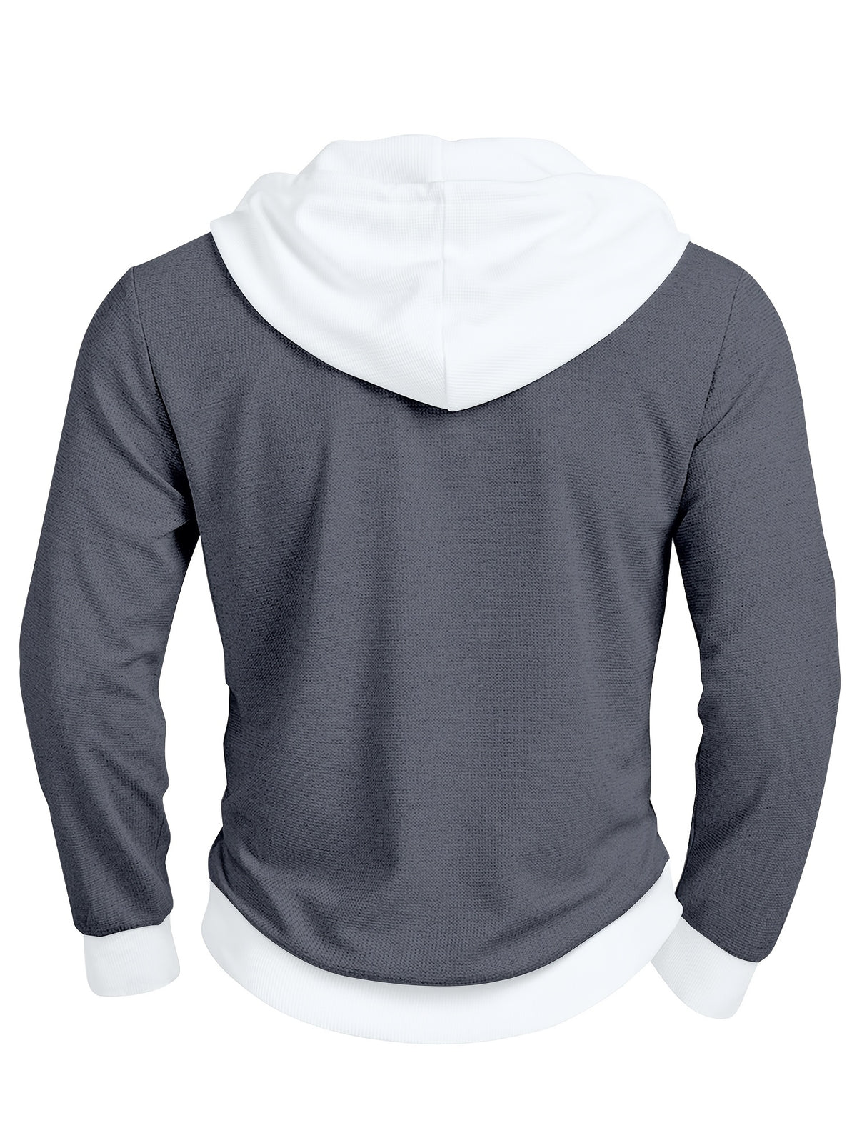 Men'S Casual Sweater Long-Sleeve Outdoor Stitching Hooded Contrast Color Half-Open Placket Design Fashionable Spring And Autumn Henry Hoodie - Navy Color
