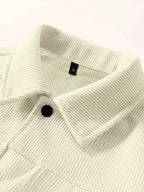 Joshmei OBM Spring/Autumn New Lightweight Men's Solid Color Fashion Multi-Pocket Button-Up Jacket Outerwear - Off-white