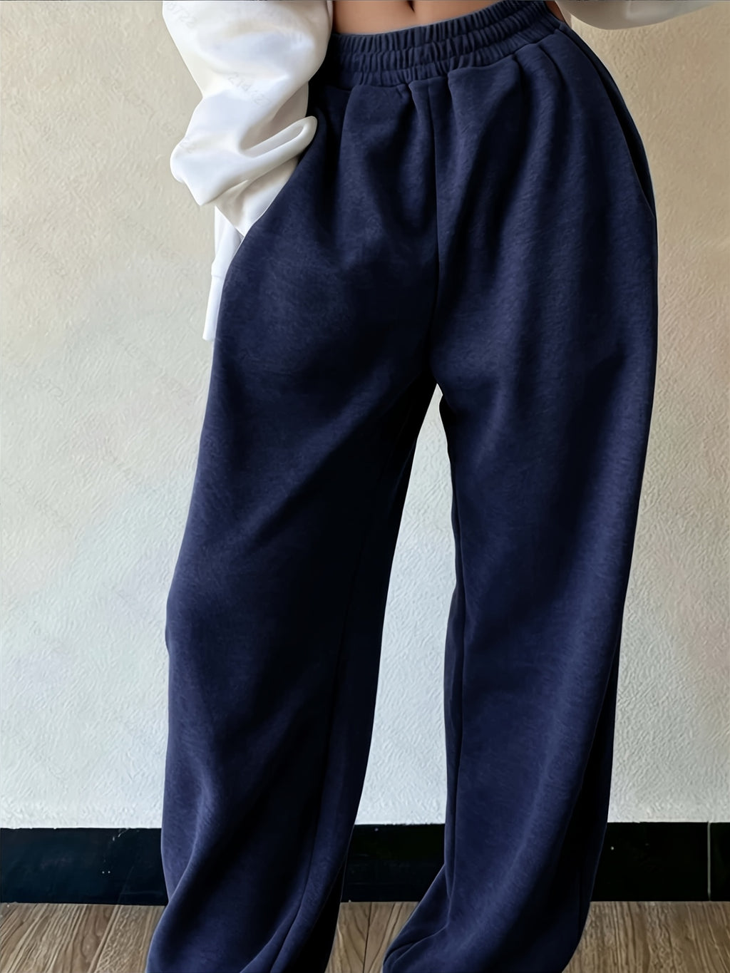 Autumn And Winter Beauty European And American Fashion Casual Trousers - Navy blue color