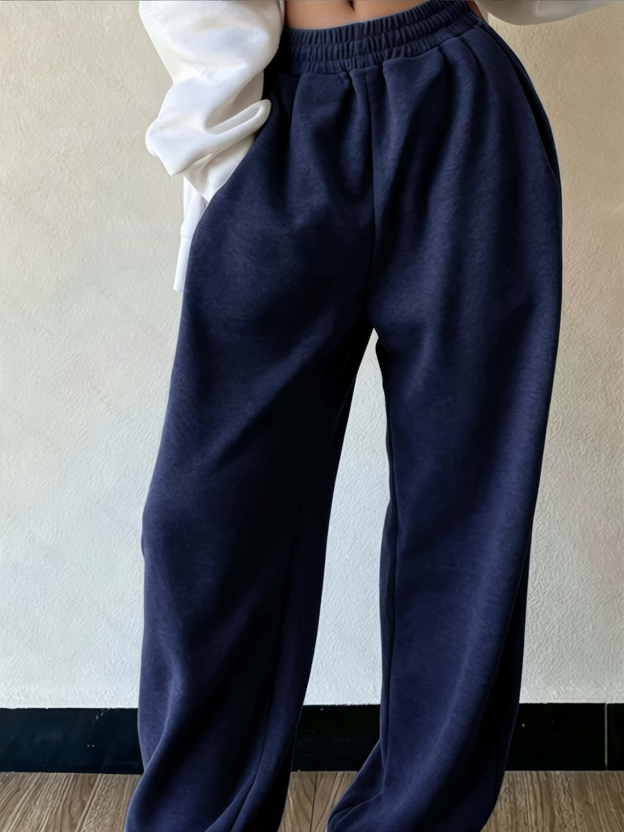 Autumn And Winter Beauty European And American Fashion Casual Trousers - Navy blue color