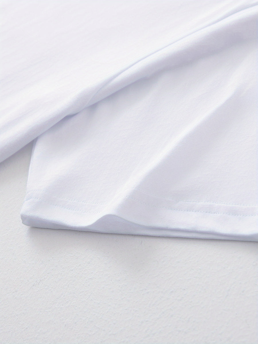 100% Men's T-Shirt, Summer Lightweight Breathable Sweat Absorbent for Outdoor and Home Wear - White
