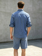 Men's Summer Classic Regular Fit Denim Shirt - Royal Blue