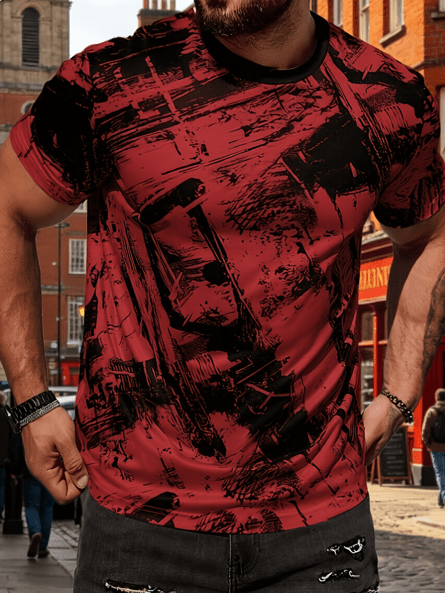 Men's Size-Coded Summer T-Shirts with Printed Design(Non-Textured), Ideal for Seaside Outdoor Sports Outfits - Style 6