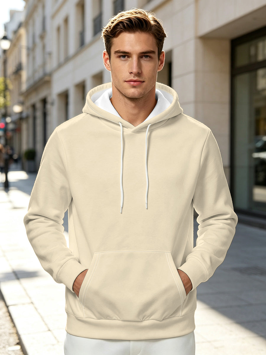 Men'S Hoodie - Flat Digital Print - Textureless - Solid Background with Pattern, Fashion-Forward Casual Pullover Sweatshirt, Street Style Hooded Top for Daily Wear - Multicolor