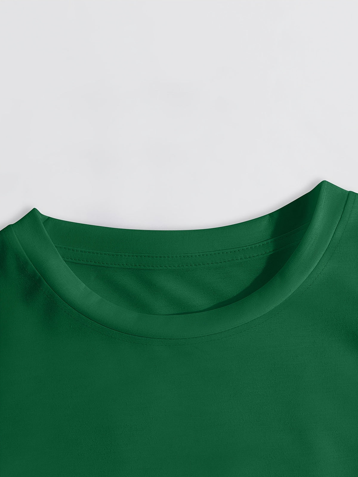Leopard Print Cherry Pattern Casual Vintage T-Shirt, Short-Sleeve Round-Neck Top, Suitable for Autumn, Summer, And Spring, Women'S Clothing, Autumn Short-Sleeve Top, Everyday Wear - Dark Green