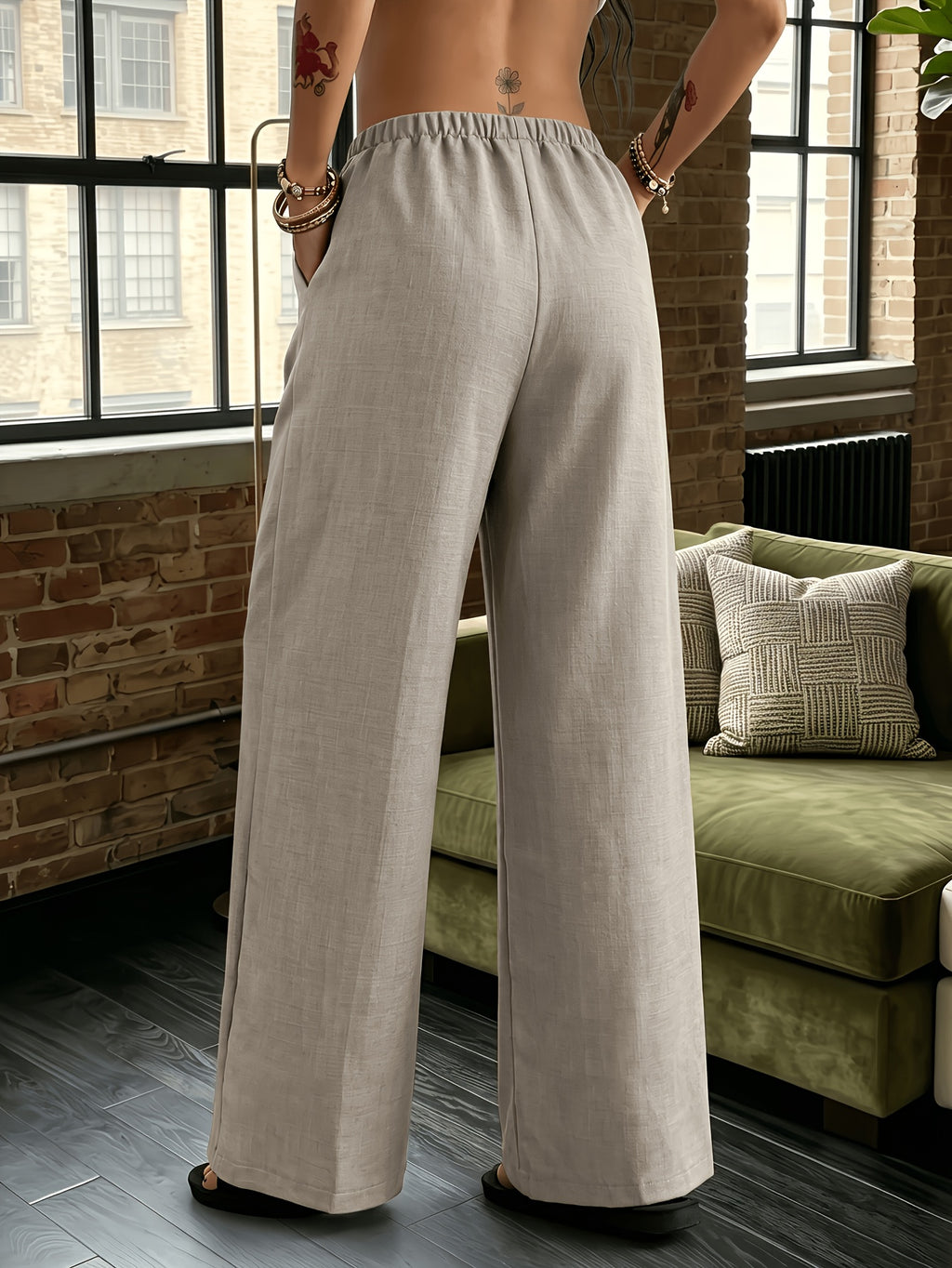2pcs Exquisite Women'S Wide-Leg Pants - Non-Transparent Trousers, Machine Washable Daily And Formal Women'S Trousers, - All-Season Unisex Briefs, Party Attire, Multi-Functional Briefs, Classic Style, Lightweight Trousers, Fashionable Briefs - Mixed colors