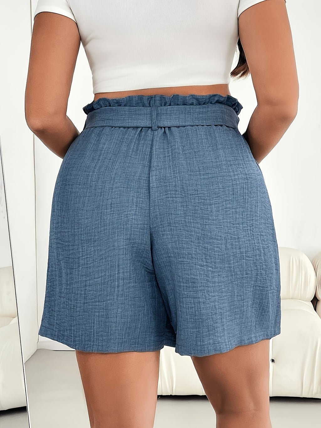 Women'S Spring Summer Fashion Casual Loose Comfortable Daily Shorts, Skort, Suitable for Vacation, Daily Commute, Made of Lightweight Fabric, with Elastic Waistband And Pocket Design, Exuding Bohemian Style, Showcasing European Summer Charm - Blue