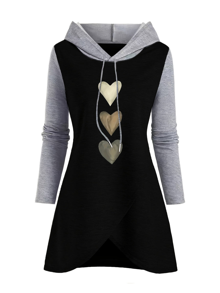 Women's Fashion Color Block Longline Top - Dark Grey