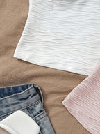 Spring/Summer 2026 Women'S 3pcs Set of 3D Floral Embellished Wavy Texture Cami Tops, Sweet Spicy Style V-Neck Sleeveless Short Fashion Top - Pink+white+black