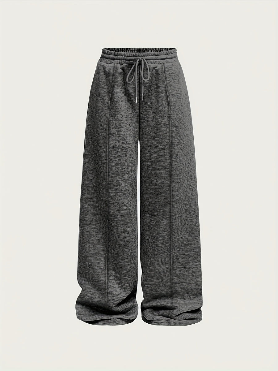 Casual Pants, Loose Wide-Leg Casual Pants, Elastic Waistband Athletic Pants, Warm Elastic Waistband Casual Pants for Women's Autumn/Winter Outerwear - No. 5 Gray