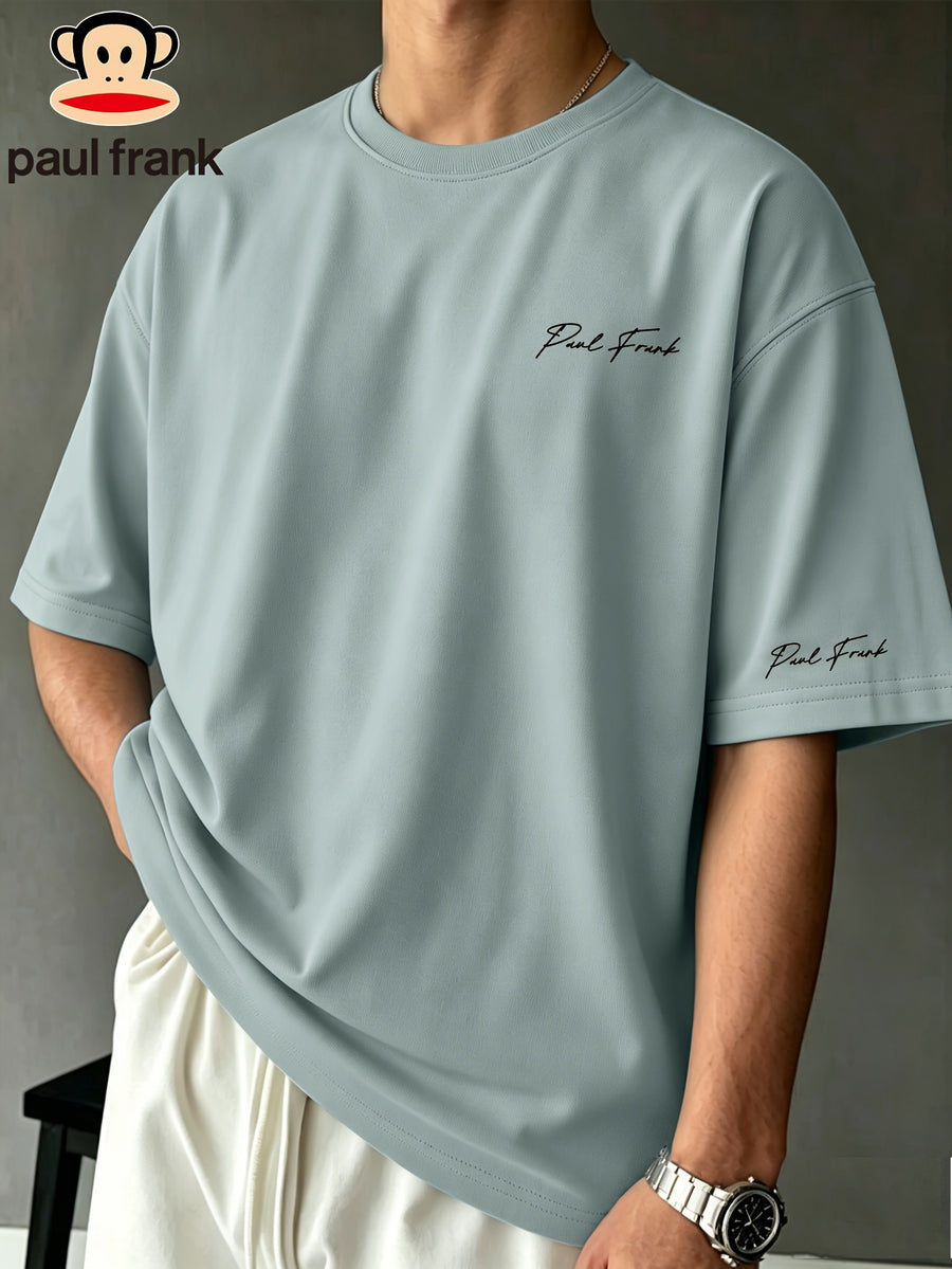 Paul Frank Summer Men's Pure Cotton Street Style Refreshing Pullover Short-Sleeve T-Shirt - Water Green