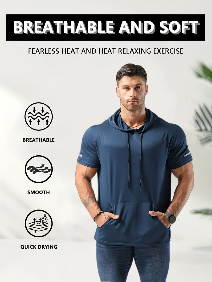 Men's Short-Sleeve Hoodie - Navy Color
