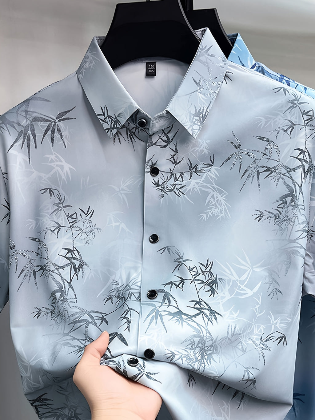 Men's Summer Short-Sleeve Shirt, Bamboo Rayon Print Design, Fashionable and Trendy, Versatile and Comfortable, Straight Hem Design, Flattering on All Body Types, More Comfortable for Daily Wear - SINBOS - Grey