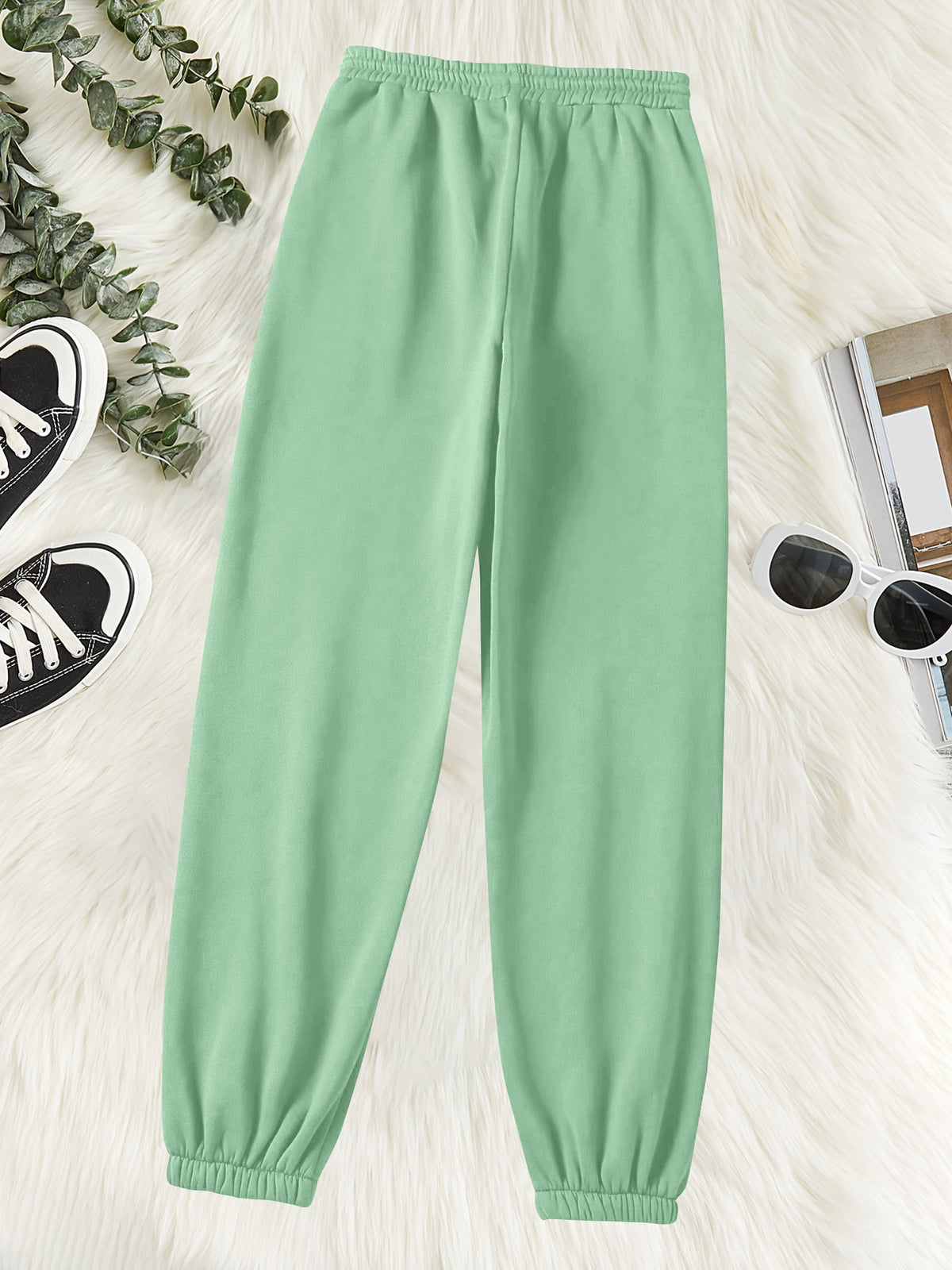 MOUNTAIN, Women'S Casual Sweatpants, Autumn Winter Trendy Fashion Printed Loose Breathable Versatile Fleece-Lined Thickened Warm Sweatpants - Light Green